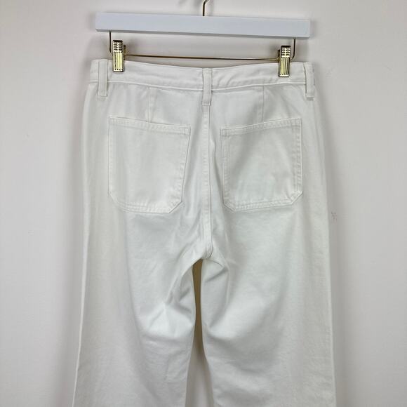 J.Crew Tall Sailor Mid Rise Relaxed Demi Boot Jean White Gold Buttons US 25T NWT - Picture 11 of 13